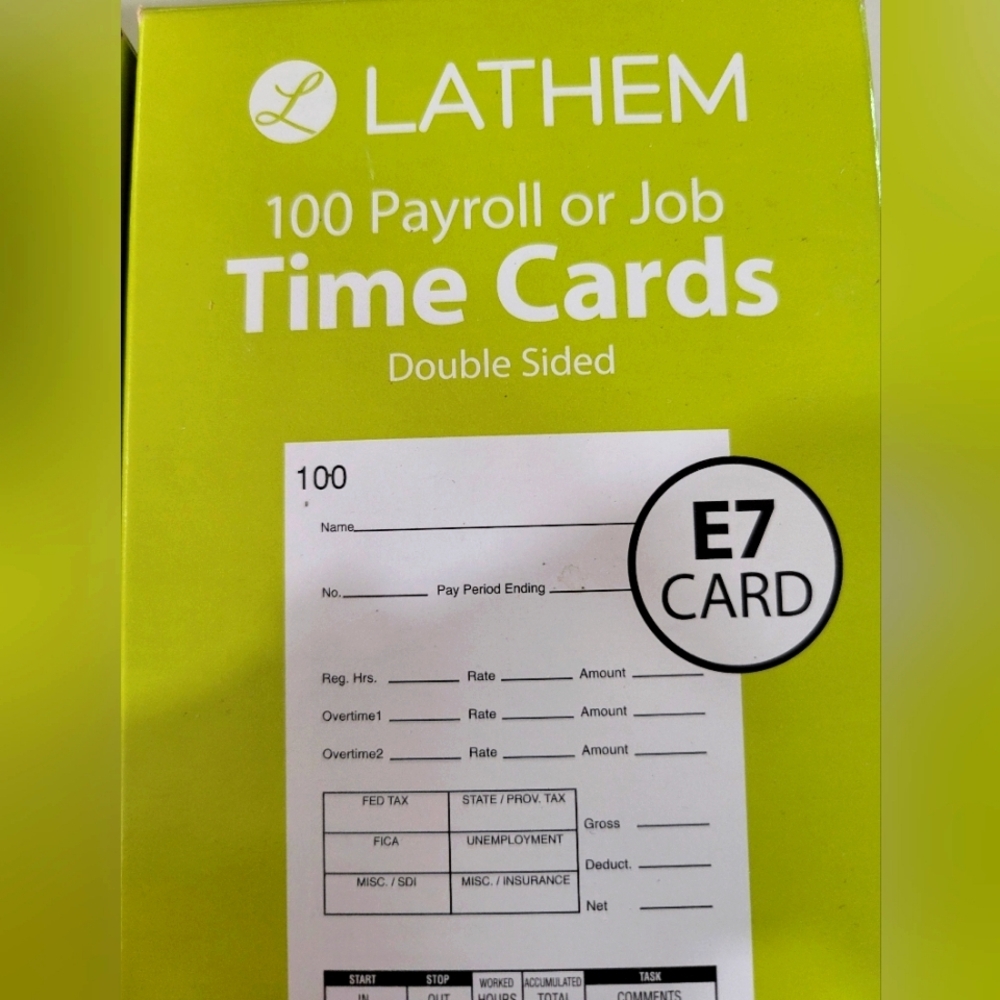 Lathem Payroll Time Cards 2 Boxes